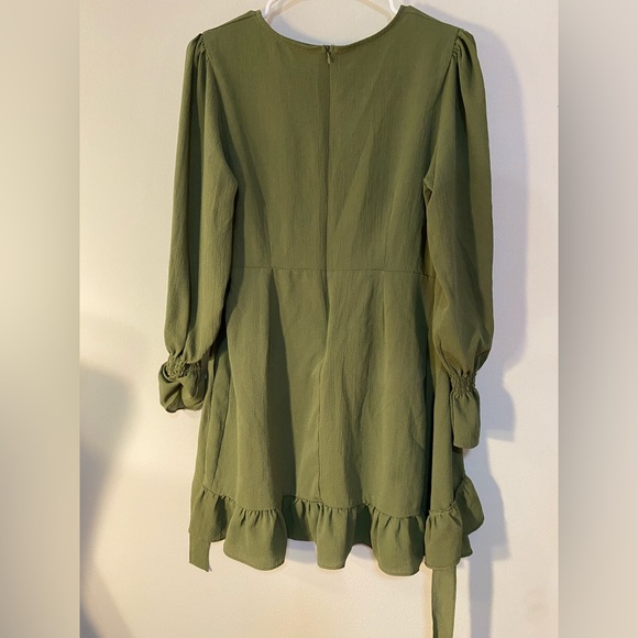 Alaster Queen | Women's Long Lantern Sleeve Tunic Swing Dress Size M Green - Picture 5 of 8